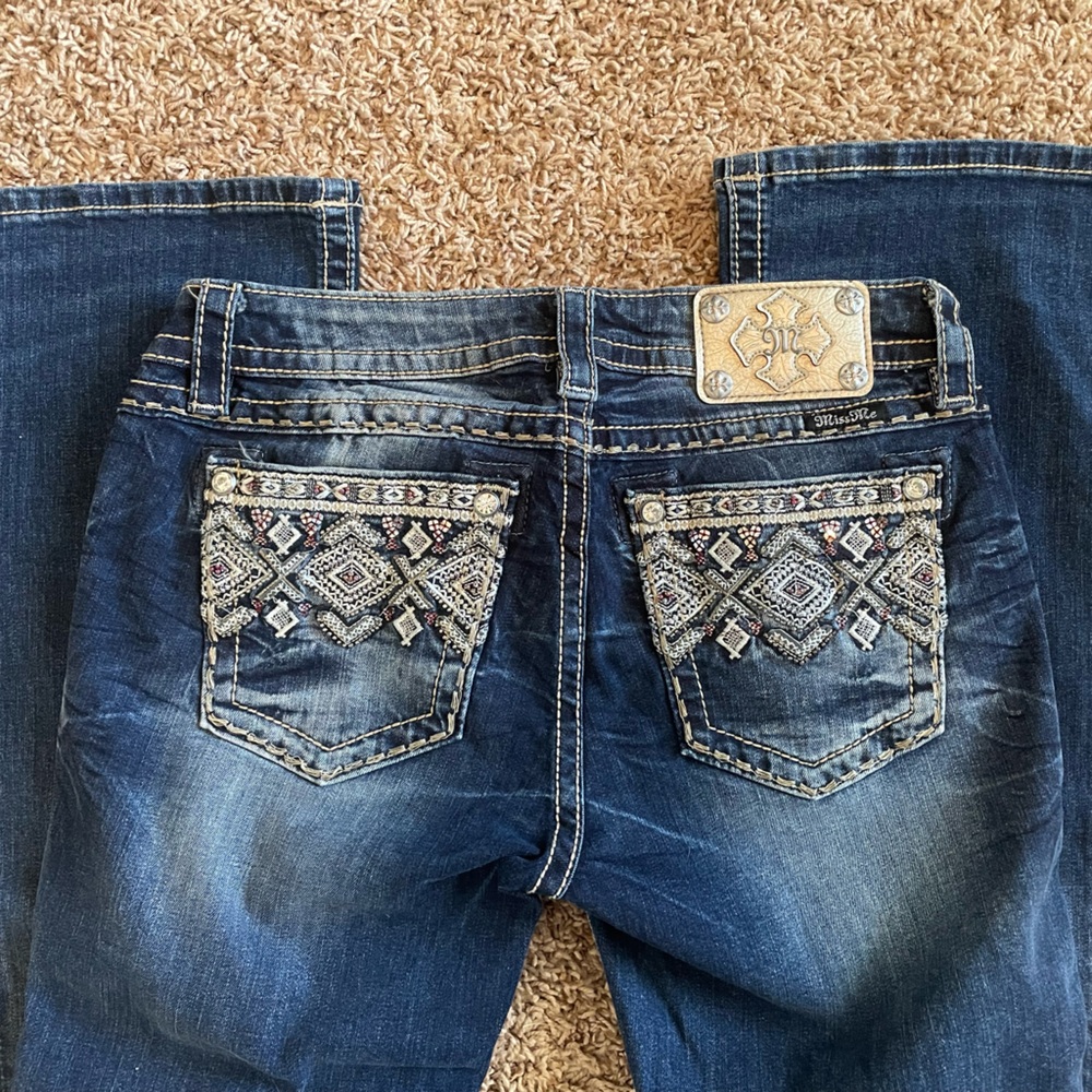 Miss Me Blue Jeans with Embellished Pockets